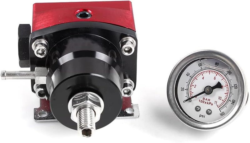 BARTOO Adjustable Fuel Pressure Regulator Kit with Bypass Return 30-70 psi Pressure Gauge, AN6-6AN Fuel Line Hose Fitting Connectors Kit(Red) - Image 2